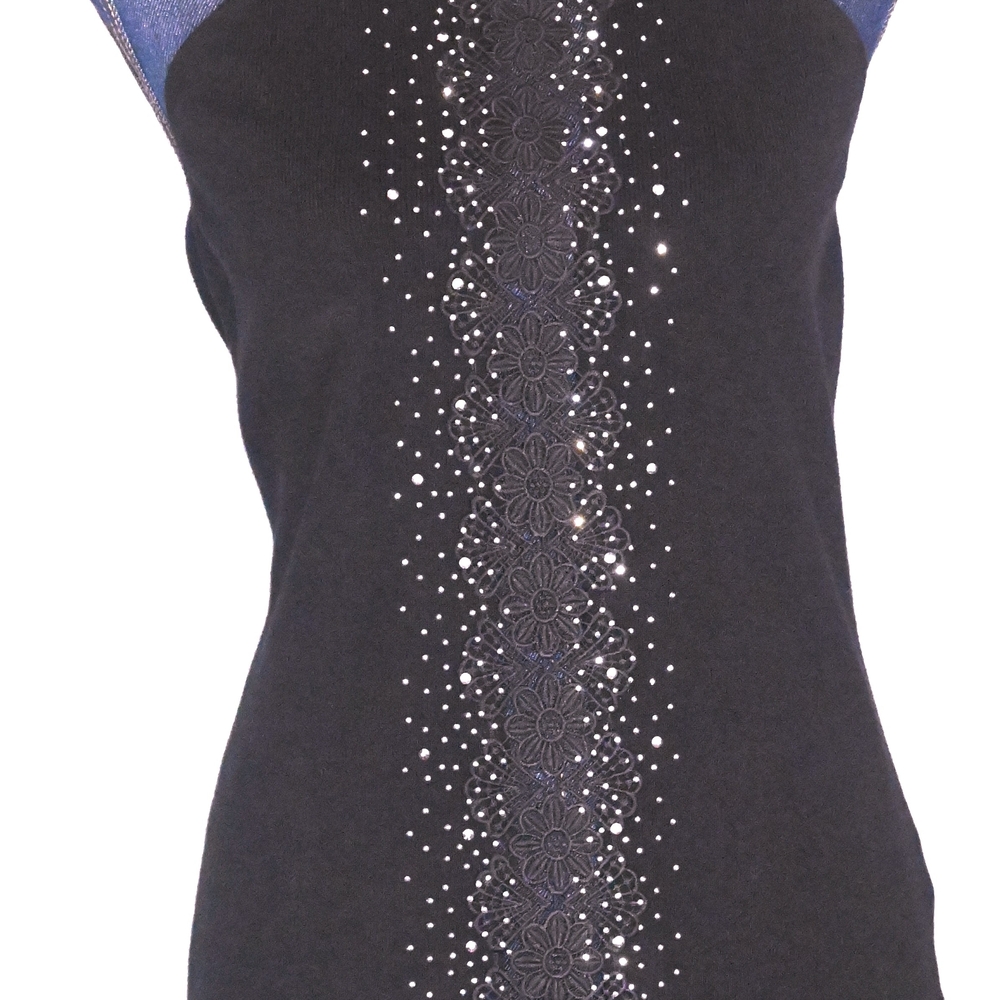 Vila Milano elegant black sleeves sequinted with Lace  Top